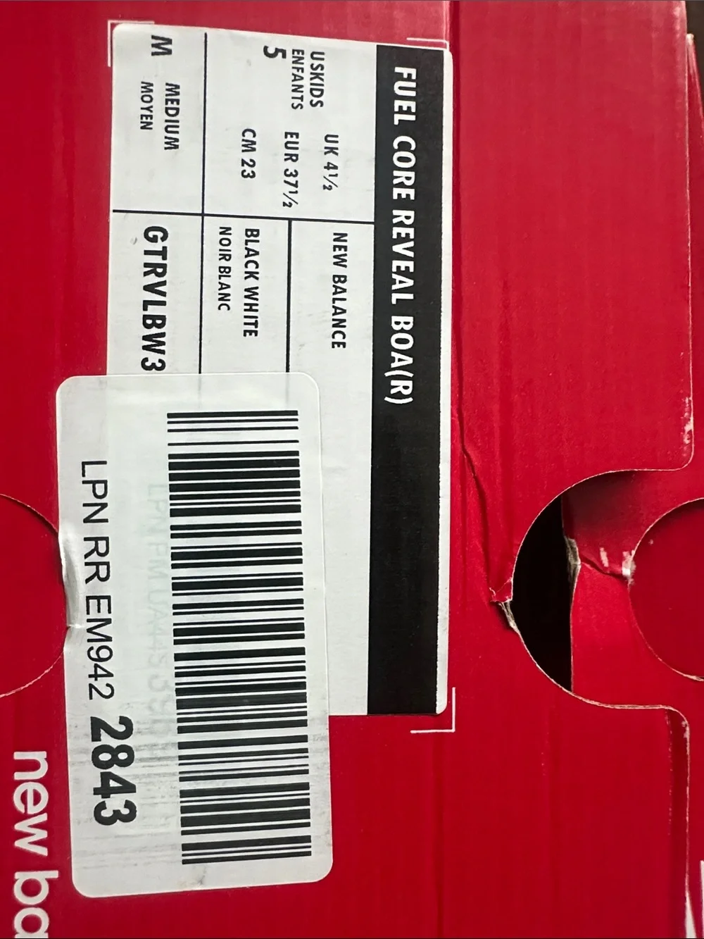 New Balance Kids Black and White BOA Sneaker